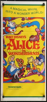 2b0894 ALICE IN WONDERLAND Aust daybill R1974 Walt Disney Lewis Carroll classic, psychedelic art!