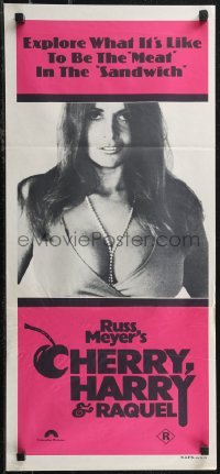 2b0898 CHERRY, HARRY & RAQUEL Aust daybill 1969 Russ Meyer, what its' like to be in the sandwich!