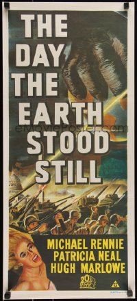 2b0901 DAY THE EARTH STOOD STILL Aust daybill R1970s Robert Wise, art of giant hand & Patricia Neal!