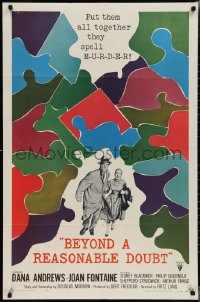 2b0998 BEYOND A REASONABLE DOUBT 1sh 1956 Fritz Lang noir, Dana Andrews & Joan Fontaine, cool art!