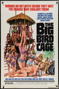 2b0999 BIG BIRD CAGE 1sh 1972 Pam Grier, Roger Corman, classic chained women art by Joe Smith!