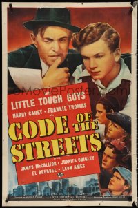 2b1028 CODE OF THE STREETS 1sh 1939 David Gorcey, Billy Benedict & Thomas surround bound Leon Ames!