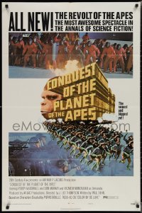 2b1029 CONQUEST OF THE PLANET OF THE APES style B 1sh 1972 Roddy McDowall, the apes are revolting!