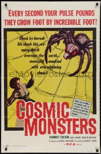 2b1030 COSMIC MONSTERS 1sh 1958 cool art of giant spider with terrified woman in its web!