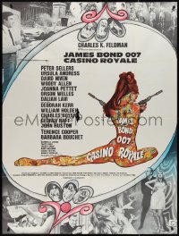 2b0271 CASINO ROYALE French 1p 1967 Bond spy spoof, sexy psychedelic Kerfyser art + photo montage!