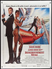 2b0321 VIEW TO A KILL French 1p 1985 Daniel Goozee art of Roger Moore as James Bond & Grace Jones!