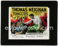 2b1654 TONGUES OF FLAME glass slide 1924 great image of Thomas Meighan facing an angry mob!