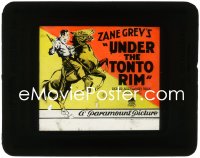 2b1657 UNDER THE TONTO RIM glass slide 1928 Zane Grey, artwork of Richard Arlen on rearing horse!