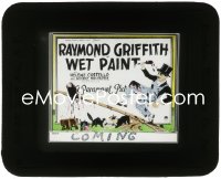 2b1659 WET PAINT glass slide 1926 Raymond Griffith with dog & cat covered in black paint!