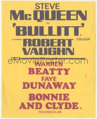 2b1557 BONNIE & CLYDE/BULLITT English herald 1969 Steve McQueen, Warren Beatty, Faye Dunaway, rare!