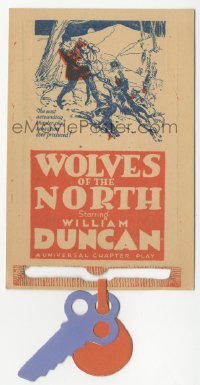 2b1610 WOLVES OF THE NORTH herald 1924 Universal serial, great art with with cool die-cut key, rare!
