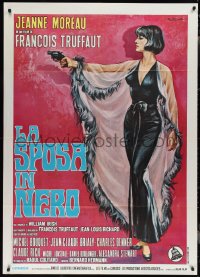 2b0343 BRIDE WORE BLACK Italian 1p 1968 Francois Truffaut, art of Jeanne Moreau with gun by Colizzi!