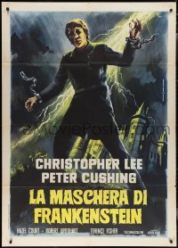 2b0349 CURSE OF FRANKENSTEIN Italian 1p R1970 different Piovano art of monster Christopher Lee!