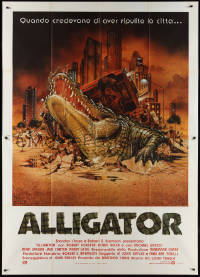2b0425 ALLIGATOR Italian 2p 1981 different Lamb artwork of giant alligator breaking through street!