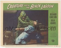 2b1287 CREATURE FROM THE BLACK LAGOON LC #5 1954 best close up of monster attacking man on boat!