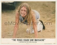 2b1367 TEXAS CHAINSAW MASSACRE LC #1 1974 close up of terrified Marilyn Burns covered in blood!