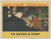 2b1369 TO CATCH A THIEF LC #2 1955 Grace Kelly & crowd watches Cary Grant on ledge, Alfred Hitchcock
