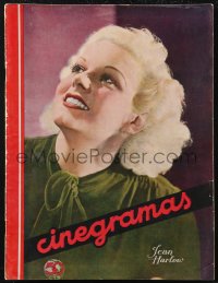 2b0755 CINEGRAMAS Spanish magazine August 11, 1935 great cover portrait of beautiful Jean Harlow!