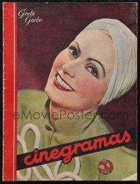 2b0754 CINEGRAMAS Spanish magazine May 3, 1935 wonderful cover portrait of beautiful Greta Garbo!