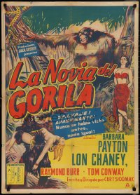 2b0679 BRIDE OF THE GORILLA Mexican poster 1953 wild artwork of Barbara Payton & huge ape, primitive passions!