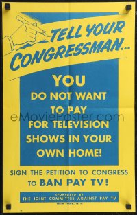 2b0603 BAN PAY TV petition kit 1960 you do not want to pay for television shows in your own home!