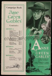 2b0054 ANNE OF GREEN GABLES pressbook 1934 Anne Shirley in L.M. Montgomery's classic story, rare!