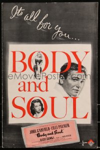 2b0065 BODY & SOUL pressbook 1947 boxing John Garfield, sexy art of Lilli Palmer, very rare!