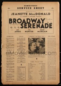 2b0072 BROADWAY SERENADE pressbook 1939 Jeanette MacDonald & Lew Ayres in New York City, very rare!