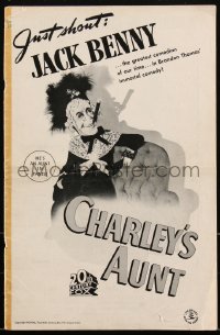 2b0079 CHARLEY'S AUNT pressbook 1941 great art of old lady Jack Benny smoking cigar, ultra rare!