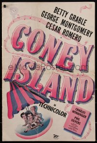 2b0087 CONEY ISLAND pressbook 1943 sexy dancer Betty Grable, Cesar Romero, George Montgomery, rare!