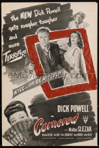 2b0089 CORNERED pressbook 1946 art of the NEW rougher & tougher Dick Powell with smoking gun, rare!