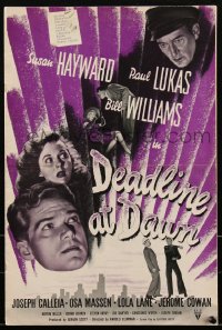 2b0094 DEADLINE AT DAWN pressbook 1946 Susan Hayward, by Clifford Odets from Cornel Woolrich, rare!