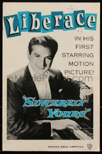 2b0208 SINCERELY YOURS pressbook 1955 pianist Liberace brings a crescendo of love to empty lives!