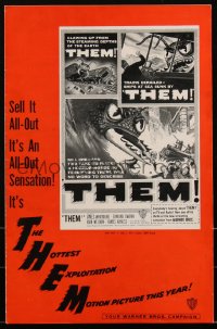 2b0230 THEM pressbook 1955 classic sci-fi, cool art of horror horde of giant ant-monsters!