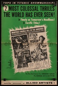 2b0742 WAR OF THE SATELLITES/ATTACK OF THE 50 FT WOMAN pressbook 1958 two most colossal thrills!