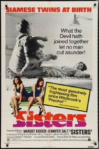 2b1175 SISTERS 1sh 1973 directed by Brian De Palma, Margot Kidder is a set of conjoined twins!