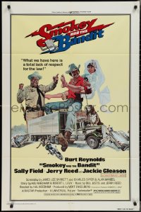 2b1177 SMOKEY & THE BANDIT 1sh 1977 Solie art of Burt Reynolds, Sally Field & Jackie Gleason!