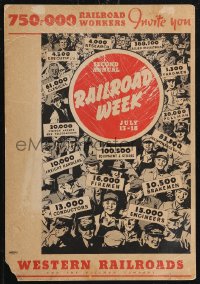 2b0031 SECOND ANNUAL RAILROAD WEEK 11x16 special poster 1936 750,000 workers invite you, very rare!