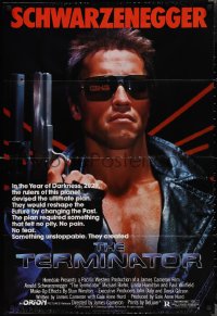 2b1199 TERMINATOR 1sh 1984 classic image of cyborg Arnold Schwarzenegger, no border design!