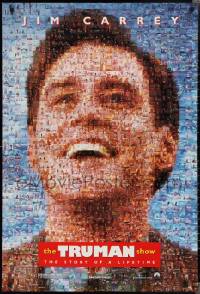2b1215 TRUMAN SHOW teaser DS 1sh 1998 really cool mosaic art of Jim Carrey, Peter Weir