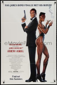 2b1219 VIEW TO A KILL advance 1sh 1985 art of Roger Moore & Jones by Goozee over white background!