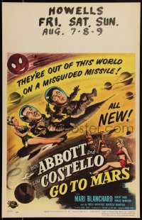 2b0464 ABBOTT & COSTELLO GO TO MARS WC 1953 art of wacky astronauts Bud & Lou in outer space!