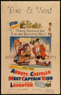 2b0466 ABBOTT & COSTELLO MEET CAPTAIN KIDD WC 1953 art of pirates Bud & Lou with Charles Laughton!
