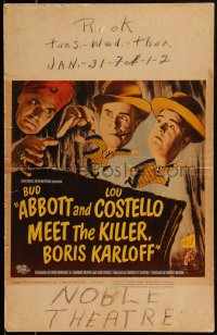 2b0469 ABBOTT & COSTELLO MEET THE KILLER BORIS KARLOFF WC 1949 wacky art of scared Bud & Lou!