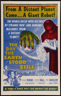 2b0485 DAY THE EARTH STOOD STILL Benton REPRO WC 1990s classic art of Gort holding Patricia Neal!