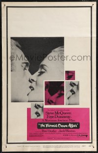 2b0531 THOMAS CROWN AFFAIR WC 1968 best kiss close up of Steve McQueen & sexy Faye Dunaway, rare!