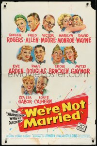 2b1223 WE'RE NOT MARRIED 1sh 1952 artwork of Ginger Rogers, young Marilyn Monroe & nine others!
