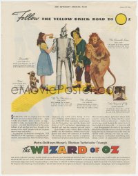 2b0649 WIZARD OF OZ magazine page August 26, 1939 cast portrait, follow the Yellow Brick Road to Oz!