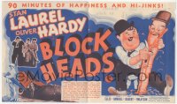 2b1555 BLOCK-HEADS herald 1938 great different art of Stan Laurel & Oliver Hardy, ultra rare!