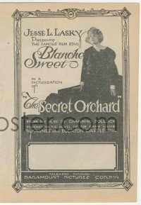 2b1593 SECRET ORCHARD herald 1915 Blanche Sweet, from the play by Channing Pollock, ultra rare!